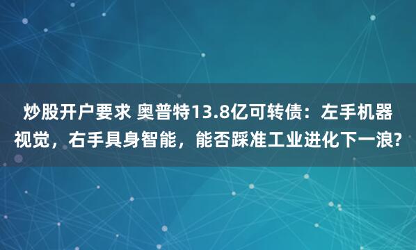 炒股开户要求 奥普特13.8亿可转债：左手机器视觉，右手具身智能，能否踩准工业进化下一浪?